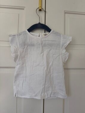 Girls' White Ruffle Sleeve Cotton Top and Shorts Set 12-18m